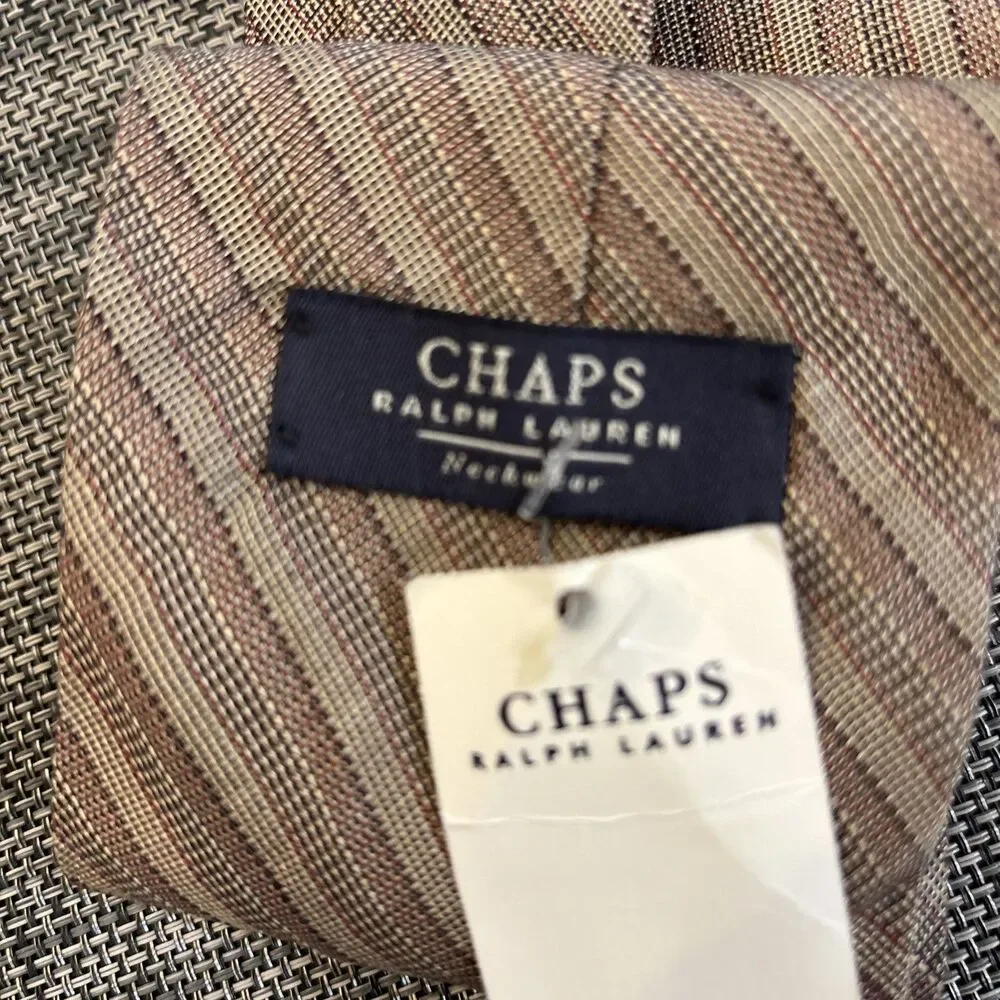 Vintage Chaps Ralph Lauren Neck Tie Brown Diagonal Striped Silk USA Made